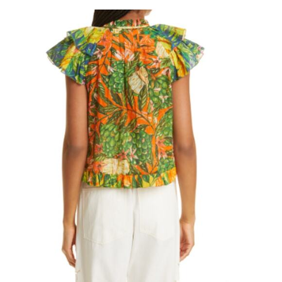 FARM Rio Caipirinha Ruffled Flutter Sleeve Blouse Multicolor Size XS - Picture 3 of 12